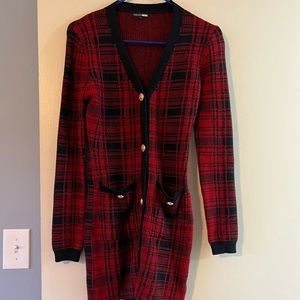 Sweater dress with gold buttons